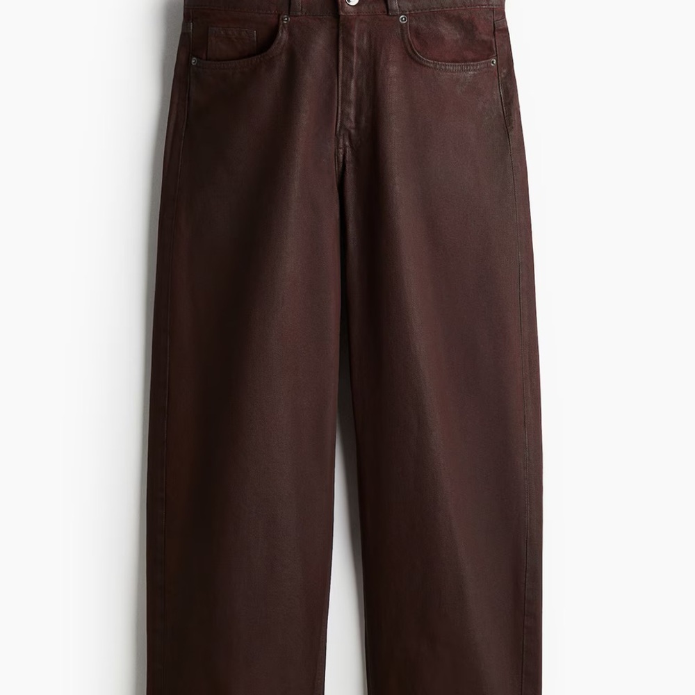 Women's Brown Coated Canvas Pants